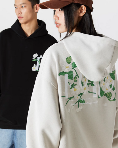 Back Flower Embroidery Pullover Hoodie FRN0001