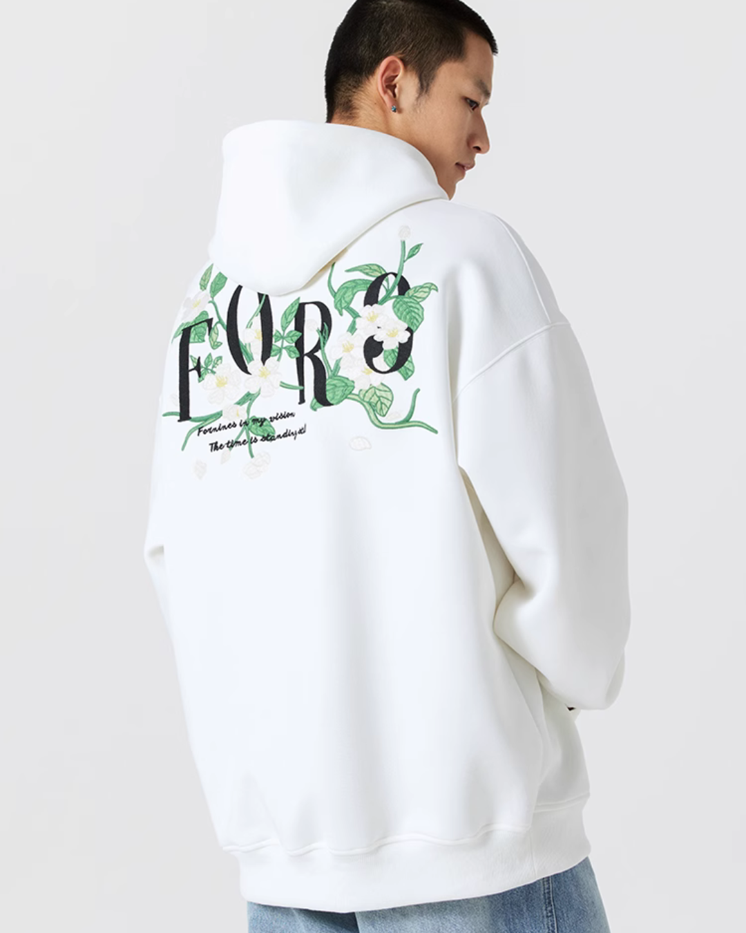 Back Flower Embroidery Pullover Hoodie FRN0001