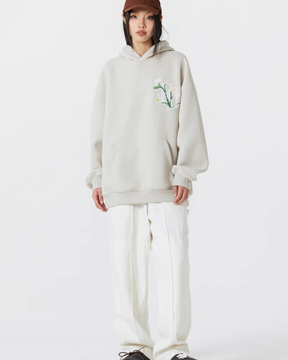 Back Flower Embroidery Pullover Hoodie FRN0001