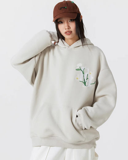 Back Flower Embroidery Pullover Hoodie FRN0001