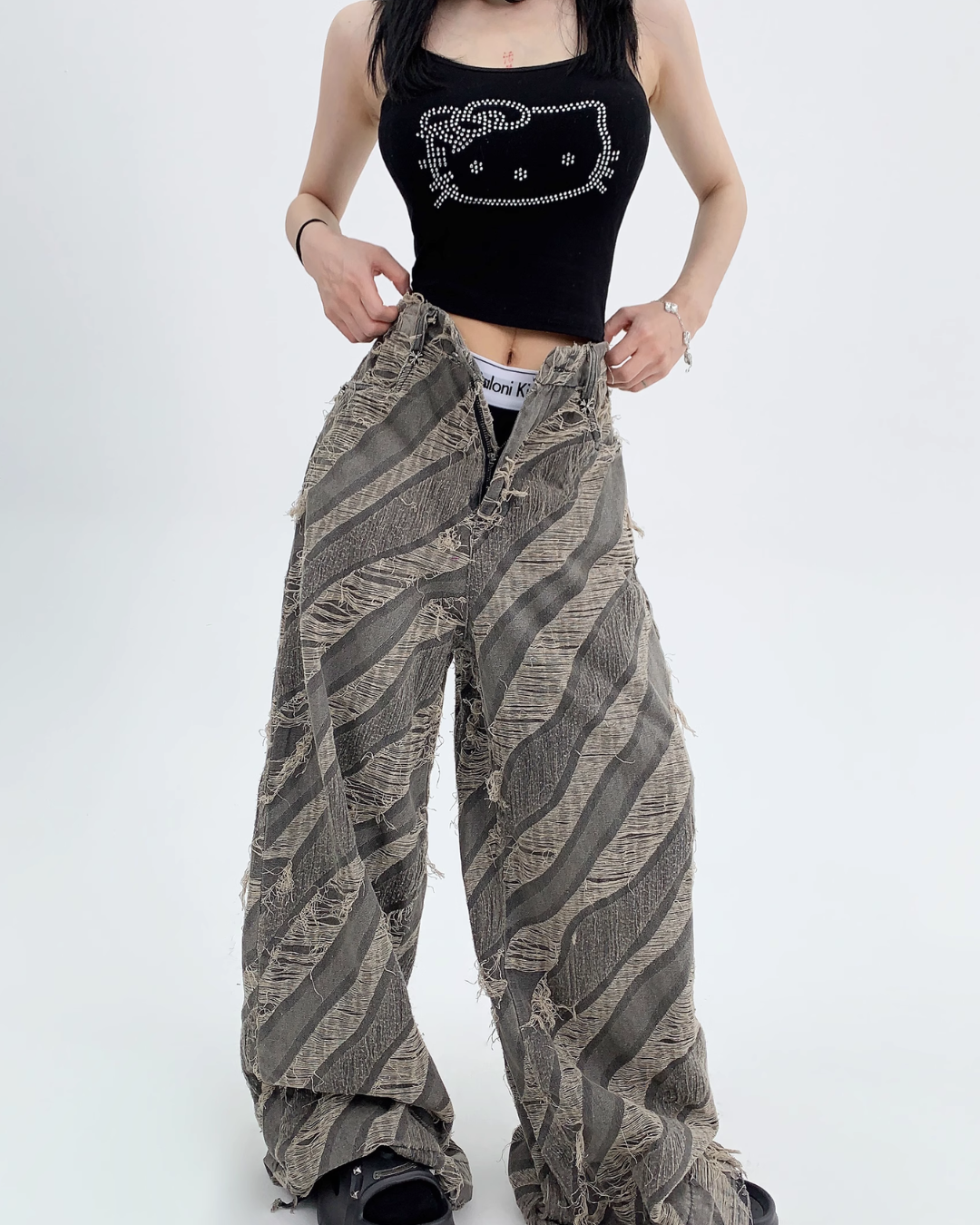 Heavy Vintage Damaged Wide Pants YLS0194