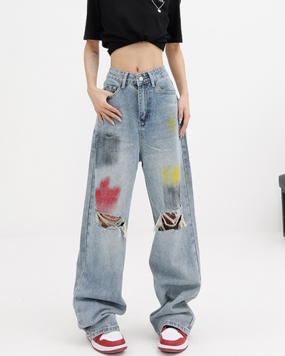 Damage Paint Design Jeans KNS0047