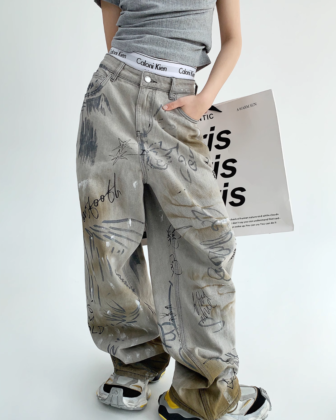 Unique Design Wide Denim Pants YLS0164