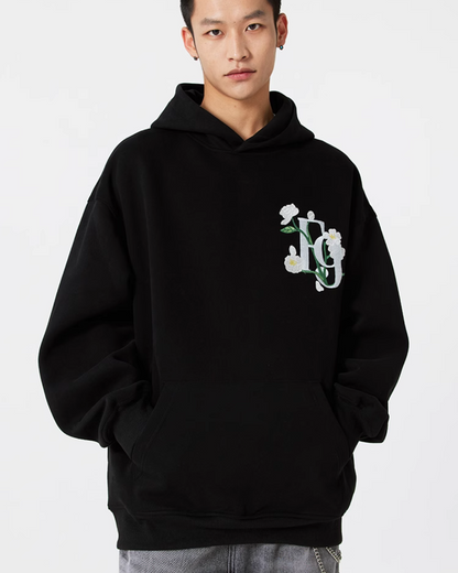 Back Flower Embroidery Pullover Hoodie FRN0001