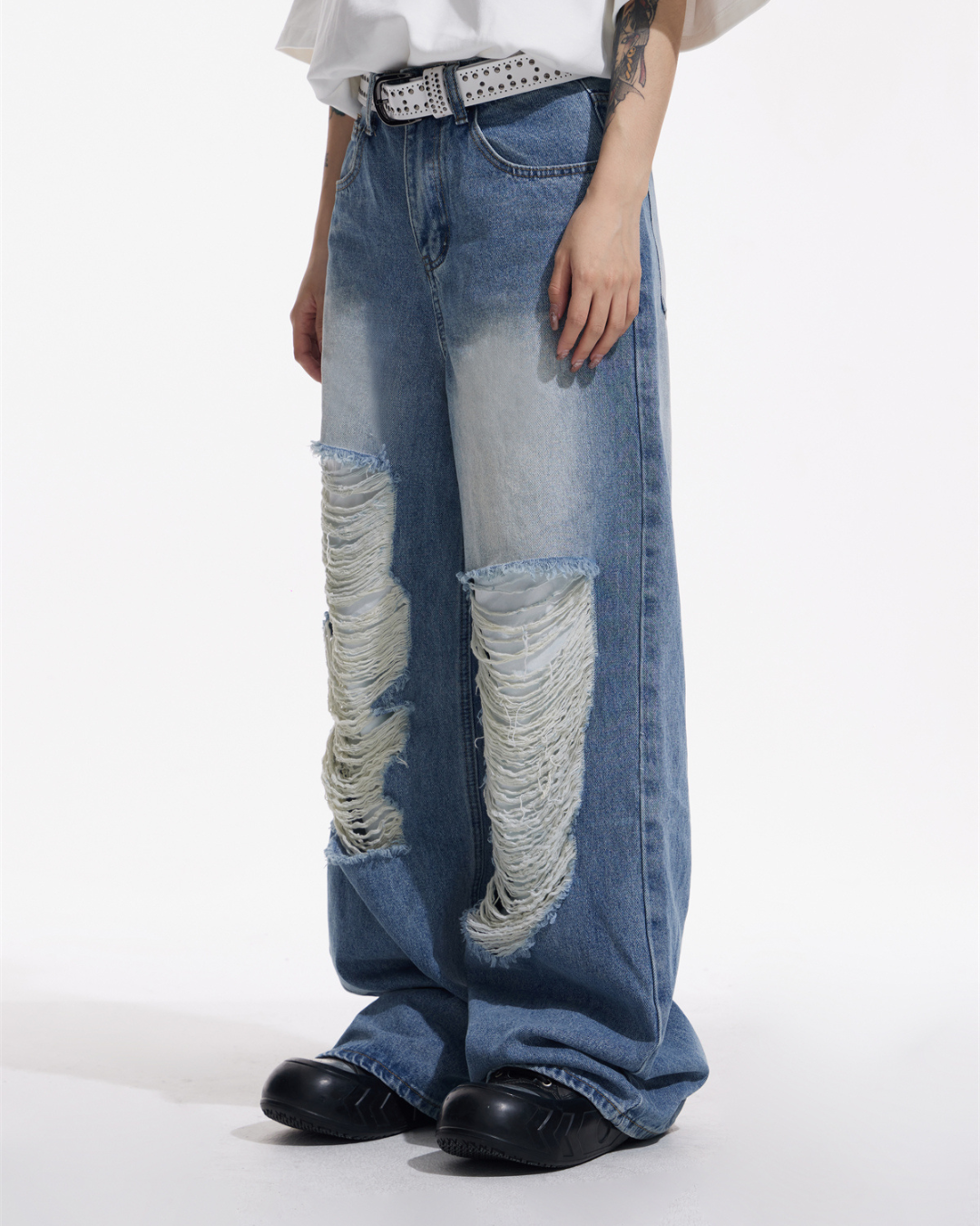 Loose Straight Damage Jeans PPS0026