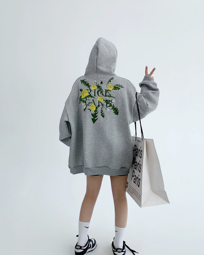 Retro Floral Embroidery Sweat Hoodie YLS0044