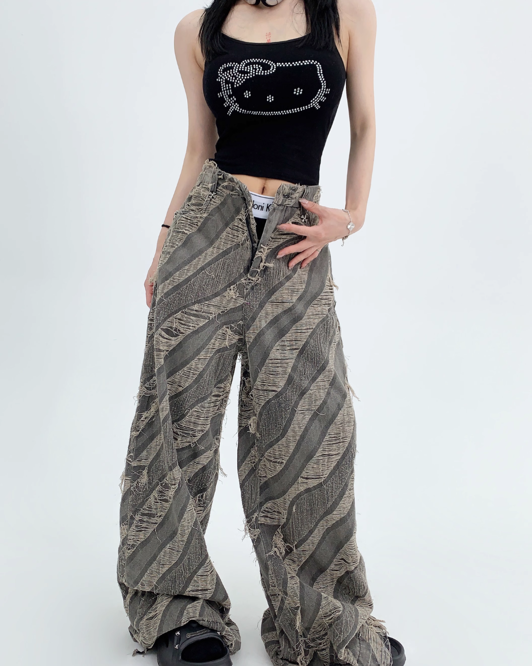 Heavy Vintage Damaged Wide Pants YLS0194