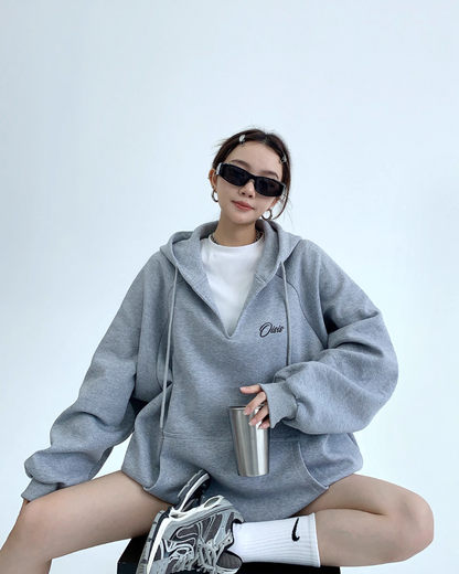 V-Neck Loose Sweat Hoodie YLS0046