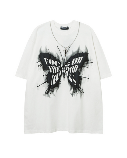 Gothic Butterfly Print Short Sleeve T-Shirt VGD0008