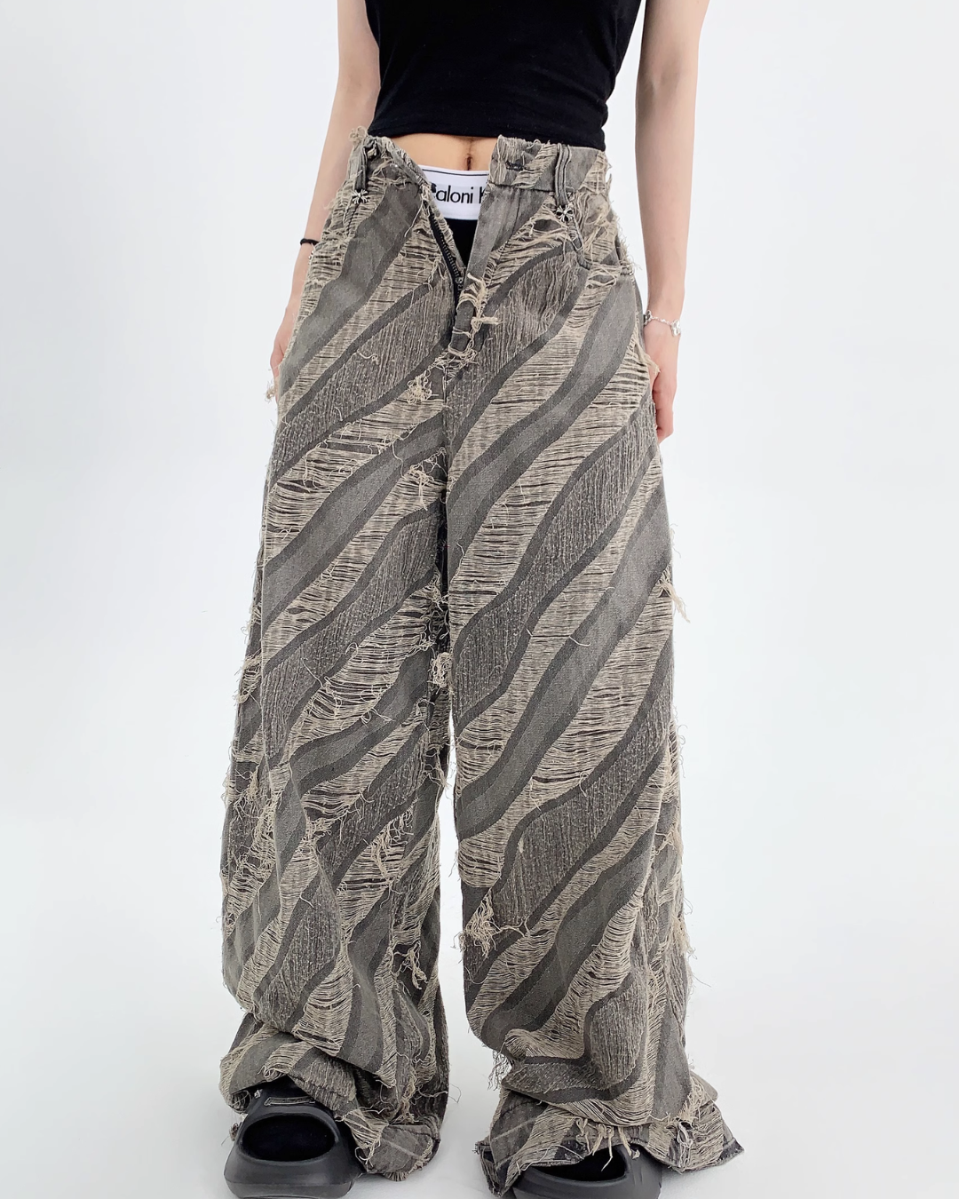 Heavy Vintage Damaged Wide Pants YLS0194