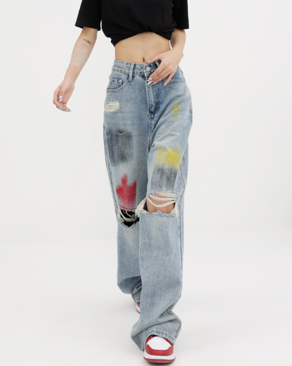 Damage Paint Design Jeans KNS0047