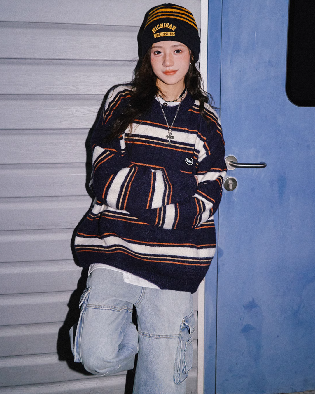 Retro Striped Crew Neck Knit C2N0026