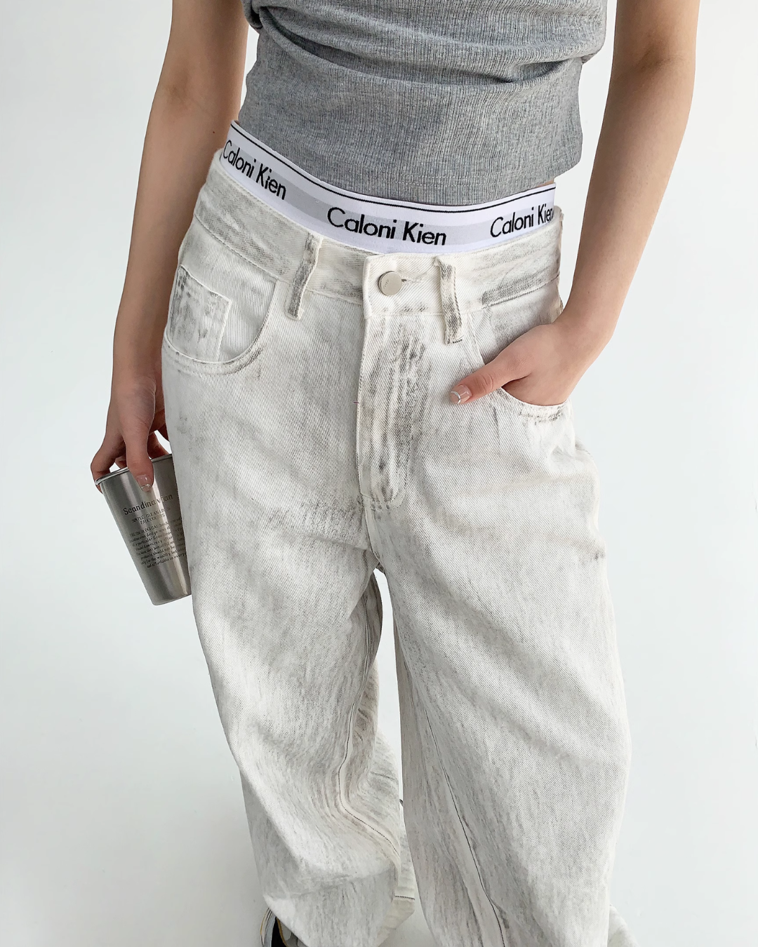 Old White Denim Pants YLS0151