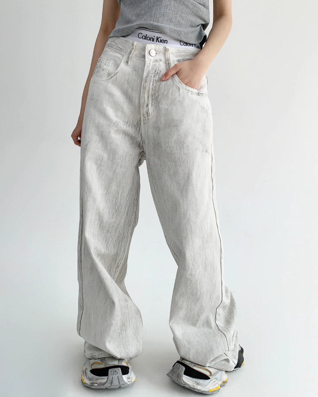 Old White Denim Pants YLS0151