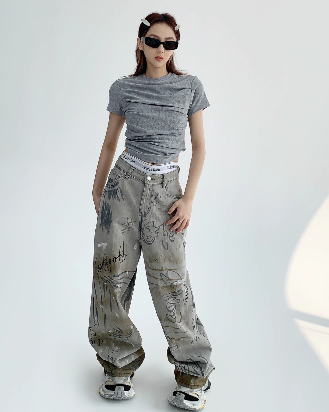 Unique Design Wide Denim Pants YLS0164