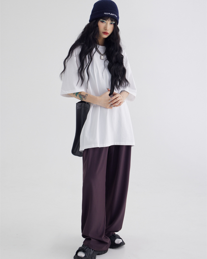 Cotton Loose Plain Long Sleeve T-Shirt PPS0044