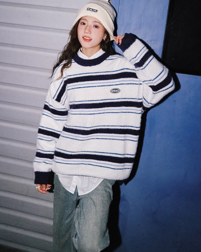 Retro Striped Crew Neck Knit C2N0026