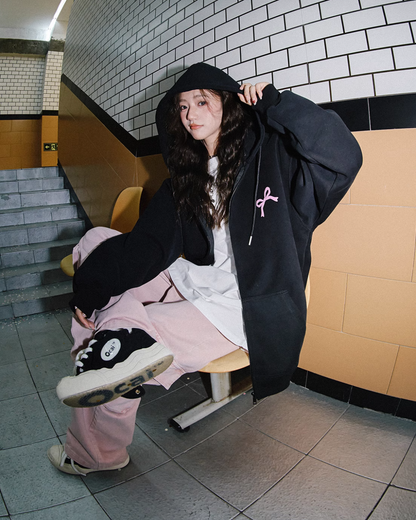 Ribbon Oversized Zip Hoodie C2N0032