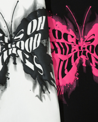 Gothic Butterfly Print Short Sleeve T-Shirt VGD0008