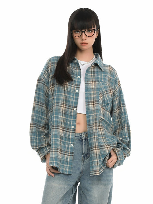 Retro Paid Loose Shirt KIP0004