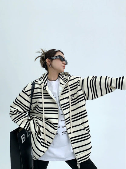 Retro Zebra Zip Hoodie YLS0048