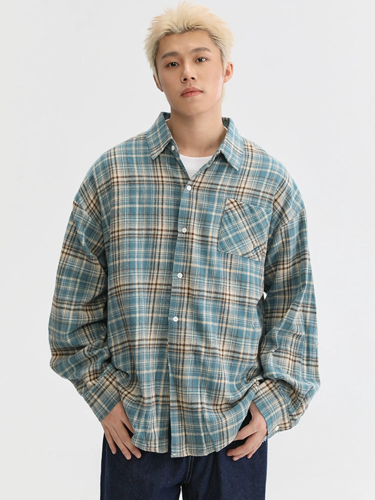 Retro Paid Loose Shirt KIP0004