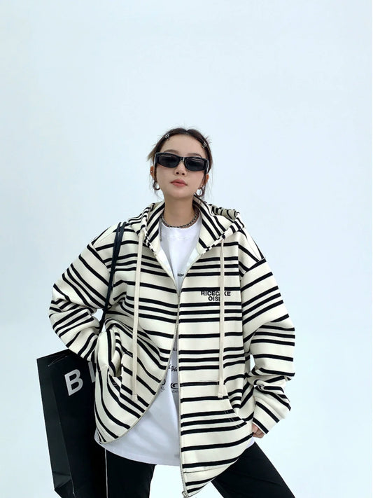 Retro Zebra Zip Hoodie YLS0048