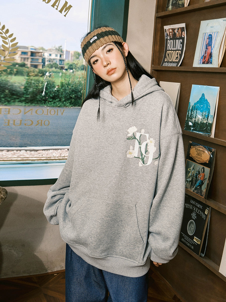 Back Flower Embroidery Pullover Hoodie FRN0001