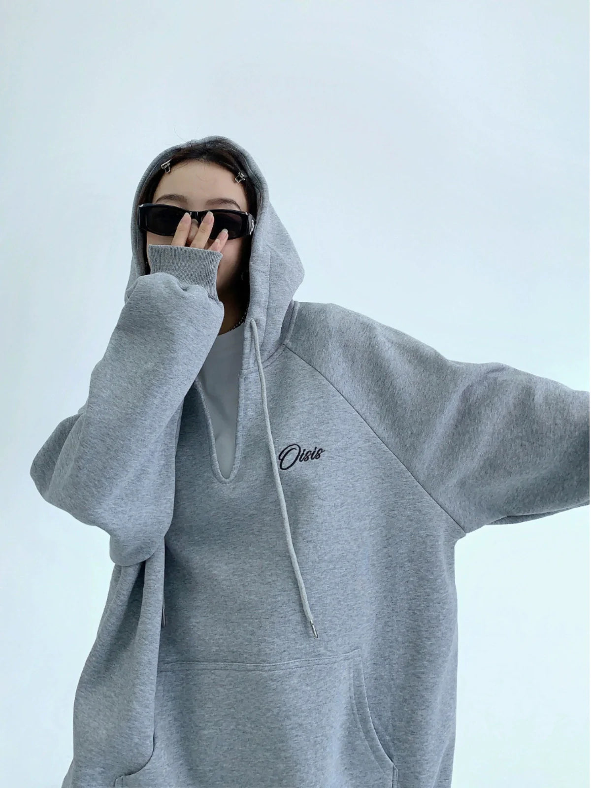 V-Neck Loose Sweat Hoodie YLS0046