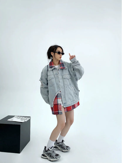 Paid Shirt Docking Denim Jacket YLS0127